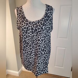 Belle by Kim Gravel Brushed Knit Black and White Leopard Print Tank